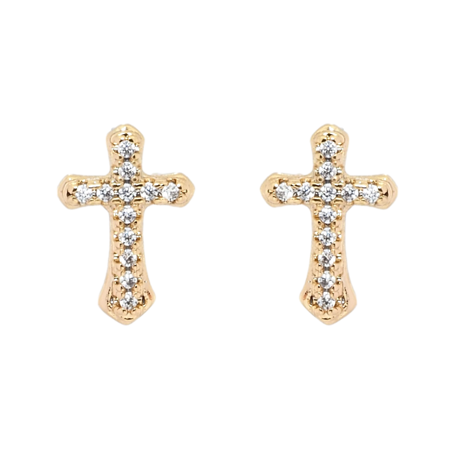Серьги Xuping Позолота 18K пусеты Крестики с цирконием фото №1 Серьги Xuping Позолота 18K пусеты Крестики с цирконием фото №1