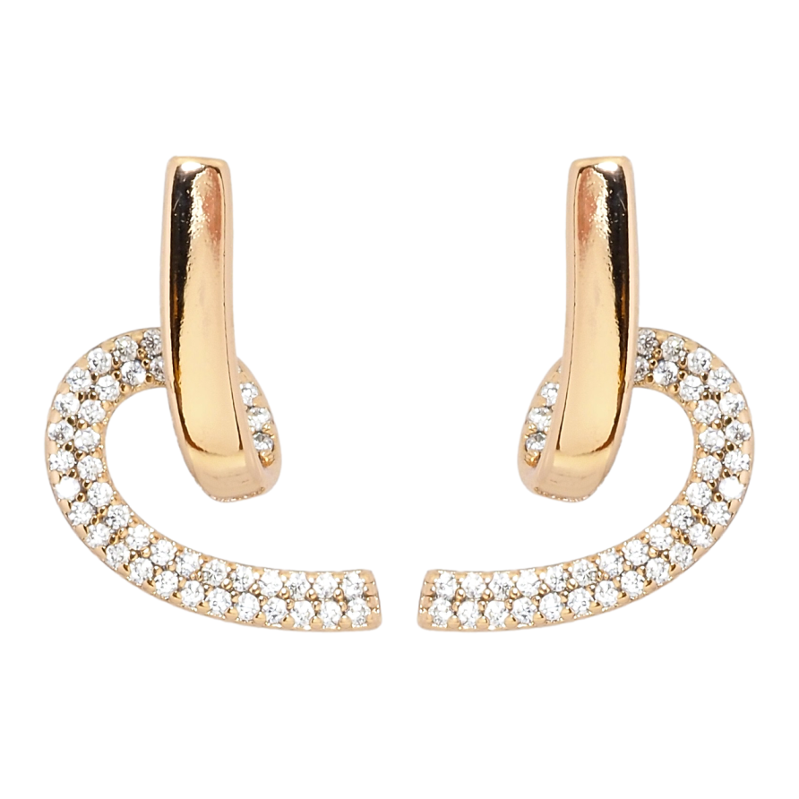 Серьги Xuping Позолота 18K пусеты Завитки с цирконием фото №1 Серьги Xuping Позолота 18K пусеты Завитки с цирконием фото №1