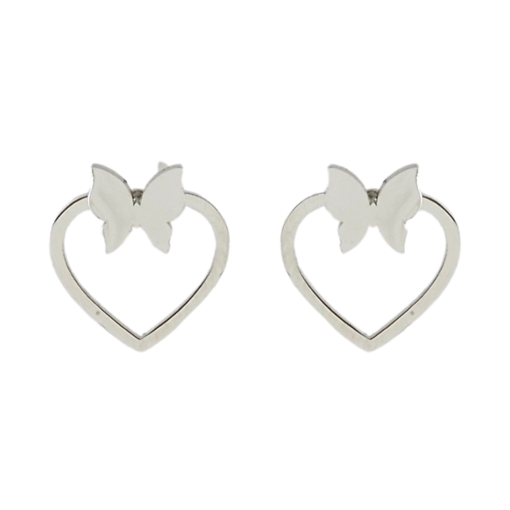 Сережки Xuping TTM Stainless Steel колір Родій пусети Серця з метеликами фото №10 Сережки Xuping TTM Stainless Steel колір Родій пусети Серця з метеликами фото №10