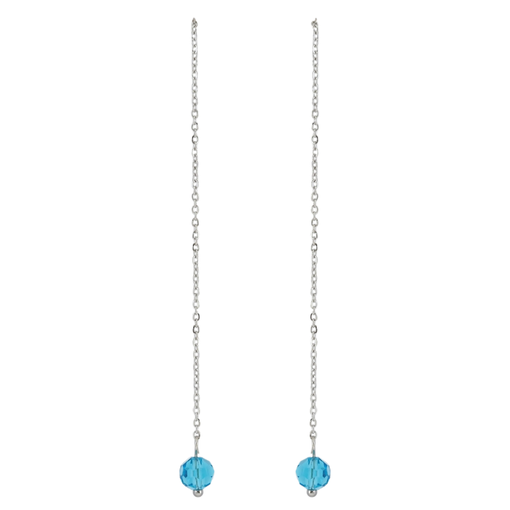 Сережки Xuping TTM Stainless Steel колір Родій пусети Підвіски блакитна намистина на ланцюжку фото №11 Сережки Xuping TTM Stainless Steel колір Родій пусети Підвіски блакитна намистина на ланцюжку фото №11