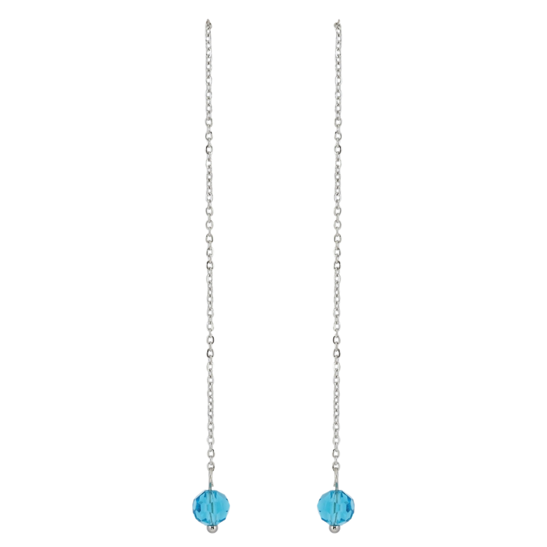 Сережки Xuping TTM Stainless Steel колір Родій пусети Підвіски блакитна намистина на ланцюжку фото №16 Сережки Xuping TTM Stainless Steel колір Родій пусети Підвіски блакитна намистина на ланцюжку фото №16