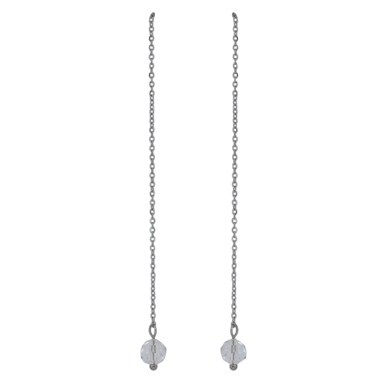 Сережки Xuping TTM Stainless Steel колір Родій пусети Підвіски прозора намистина на ланцюжку фото №15 Сережки Xuping TTM Stainless Steel колір Родій пусети Підвіски прозора намистина на ланцюжку фото №15