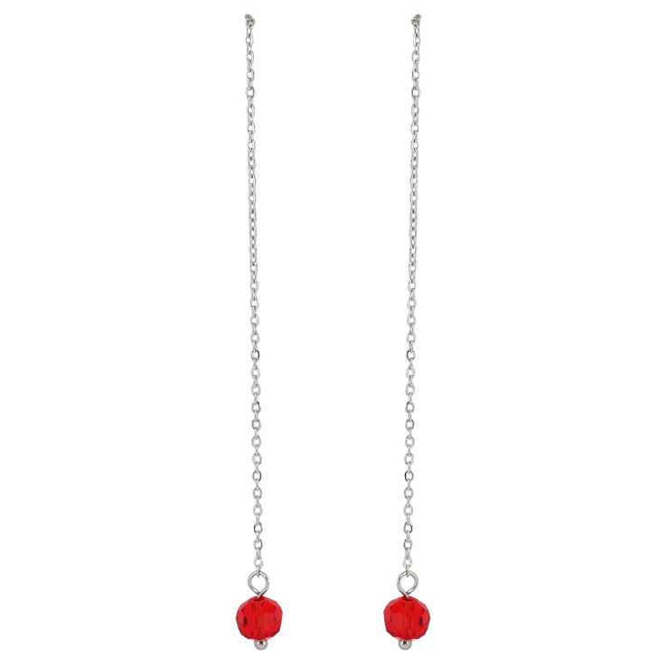 Сережки Xuping TTM Stainless Steel колір Родій пусети Підвіски червона намистина на ланцюжку фото №8 Сережки Xuping TTM Stainless Steel колір Родій пусети Підвіски червона намистина на ланцюжку фото №8