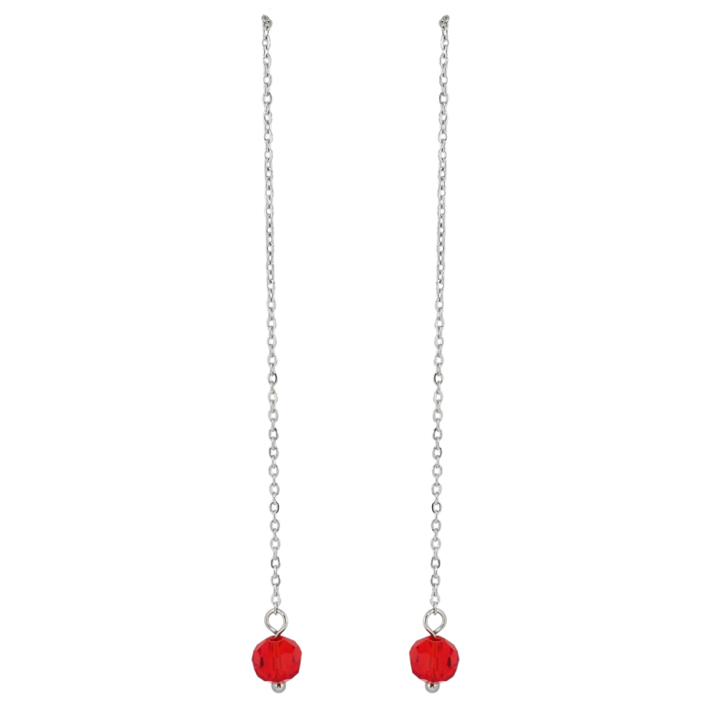 Сережки Xuping TTM Stainless Steel колір Родій пусети Підвіски червона намистина на ланцюжку фото №20 Сережки Xuping TTM Stainless Steel колір Родій пусети Підвіски червона намистина на ланцюжку фото №20