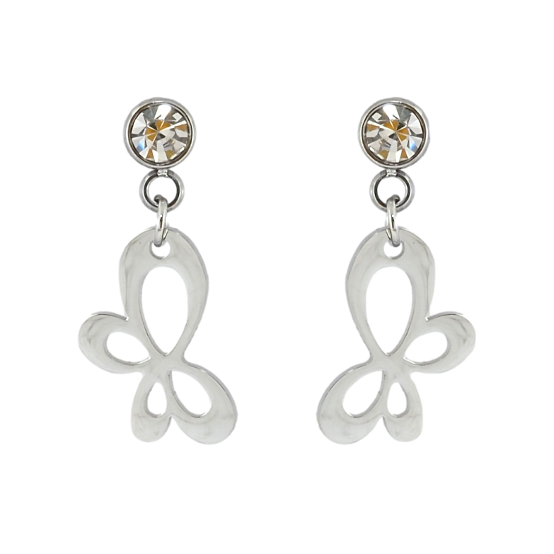 Сережки Xuping TTM Stainless Steel колір Родій пусети Метелики фото №10