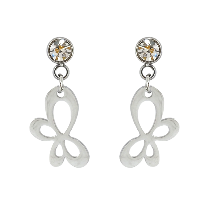 Сережки Xuping TTM Stainless Steel колір Родій пусети Метелики фото №1 Сережки Xuping TTM Stainless Steel колір Родій пусети Метелики фото №1