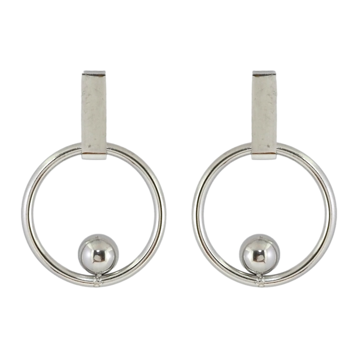 Сережки Xuping TTM Stainless Steel колір Родій пусети Кільця з кульками фото №4 Сережки Xuping TTM Stainless Steel колір Родій пусети Кільця з кульками фото №4