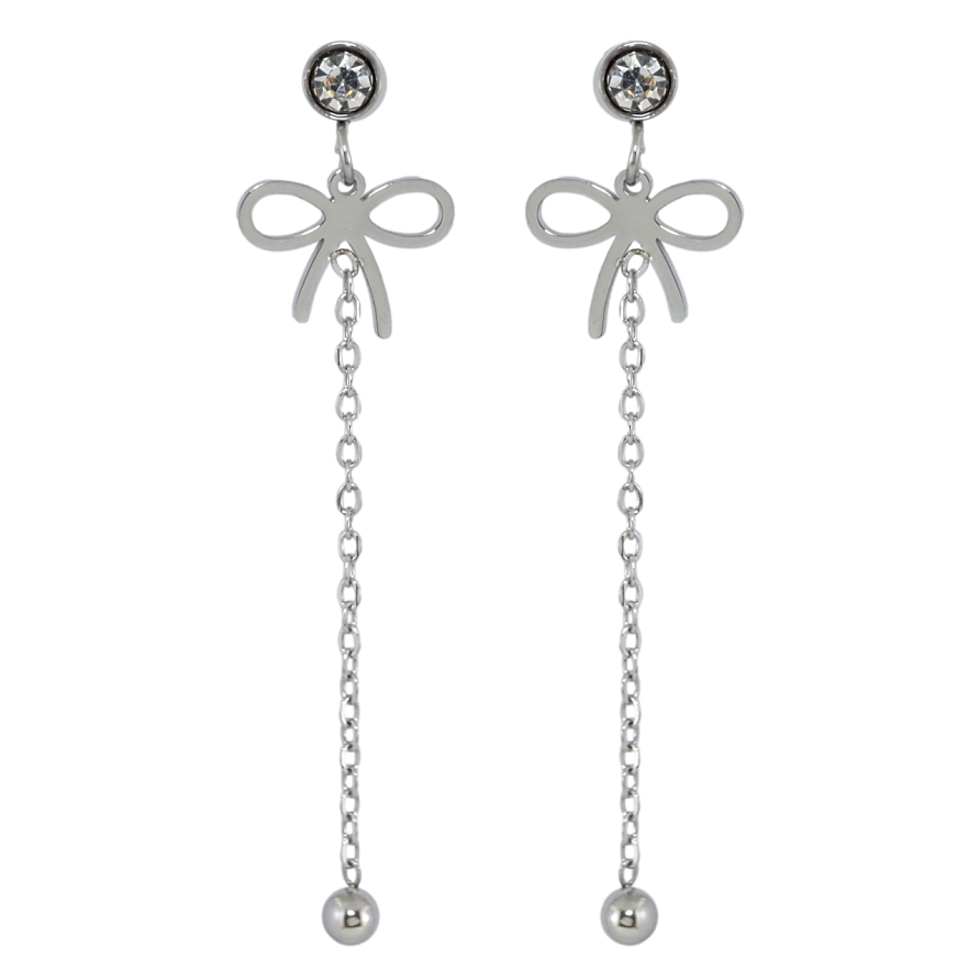 Сережки Xuping TTM Stainless Steel колір Родій пусети Підвіски бантики фото №1 Сережки Xuping TTM Stainless Steel колір Родій пусети Підвіски бантики фото №1