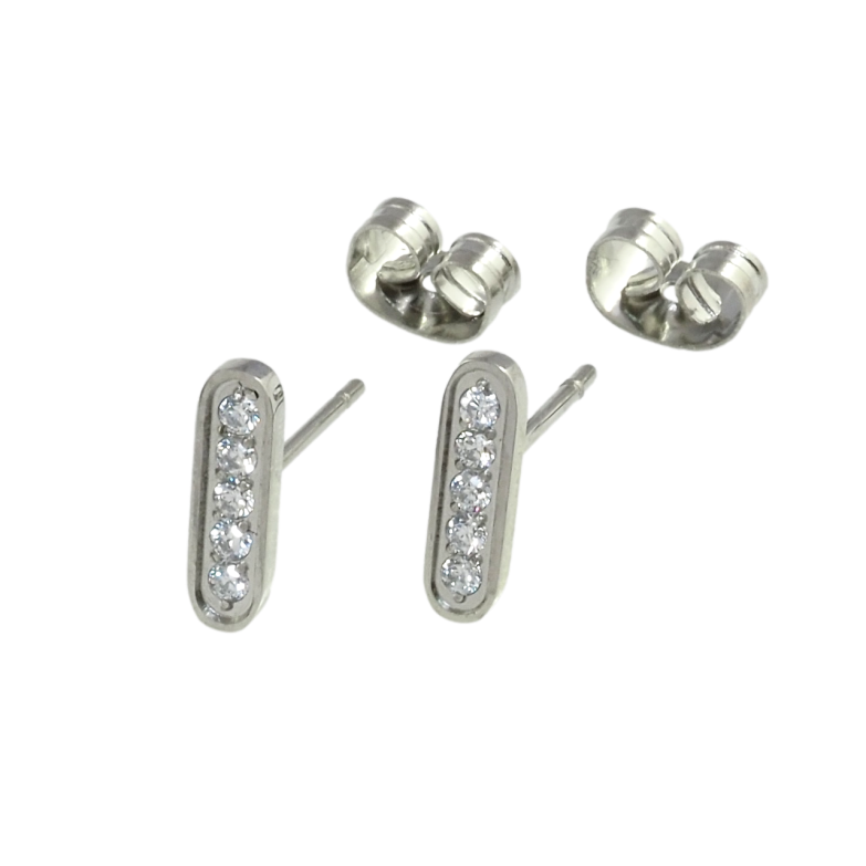 Сережки Xuping TTM Stainless Steel колір Родій пусети Доріжки цирконію фото №3 Сережки Xuping TTM Stainless Steel колір Родій пусети Доріжки цирконію фото №3
