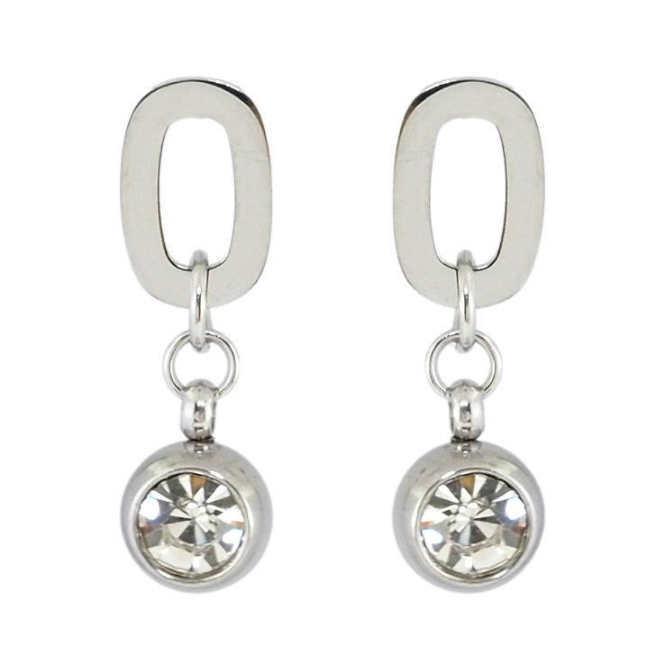 Сережки Xuping TTM Stainless Steel колір Родій пусети Овальні з підвісками кульками та фіанітами фото №7 Сережки Xuping TTM Stainless Steel колір Родій пусети Овальні з підвісками кульками та фіанітами фото №7