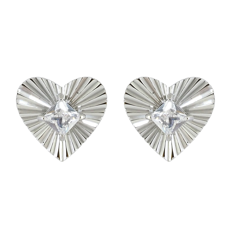 Сережки Xuping TTM Stainless Steel колір Родій пусети Серця з кристалами фото №1 Сережки Xuping TTM Stainless Steel колір Родій пусети Серця з кристалами фото №1