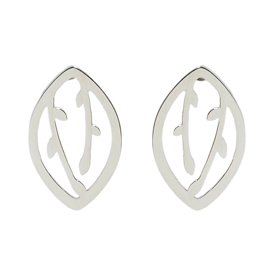 Сережки Xuping TTM Stainless Steel колір Родій пусети Листочки з гілочками фото №1