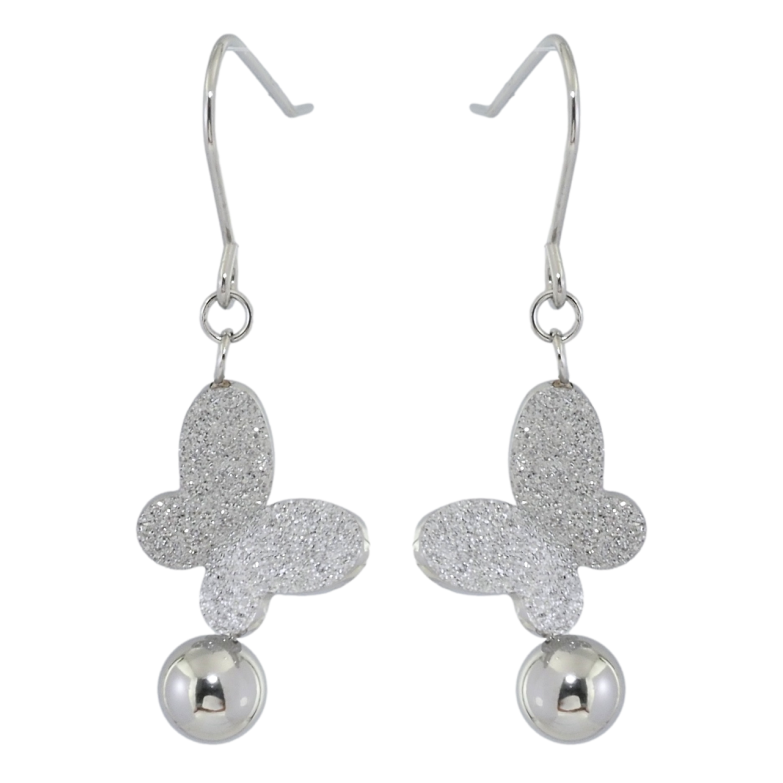 Сережки Xuping TTM Stainless Steel колір Родій французький замок Метелики з кульками фото №11 Сережки Xuping TTM Stainless Steel колір Родій французький замок Метелики з кульками фото №11