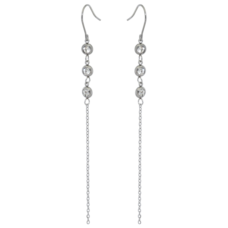 Сережки Xuping TTM Stainless Steel колір Родій французький замок Підвіски із кристалами фото №6 Сережки Xuping TTM Stainless Steel колір Родій французький замок Підвіски із кристалами фото №6