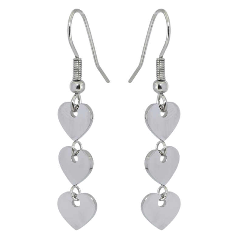 Сережки Xuping TTM Stainless Steel колір Родій французький замок Підвіски сердечки фото №1 Сережки Xuping TTM Stainless Steel колір Родій французький замок Підвіски сердечки фото №1