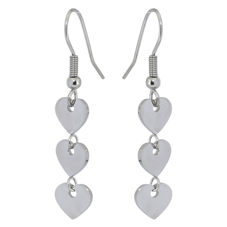 Сережки Xuping TTM Stainless Steel колір Родій французький замок Підвіски сердечки фото №1 Сережки Xuping TTM Stainless Steel колір Родій французький замок Підвіски сердечки фото №1