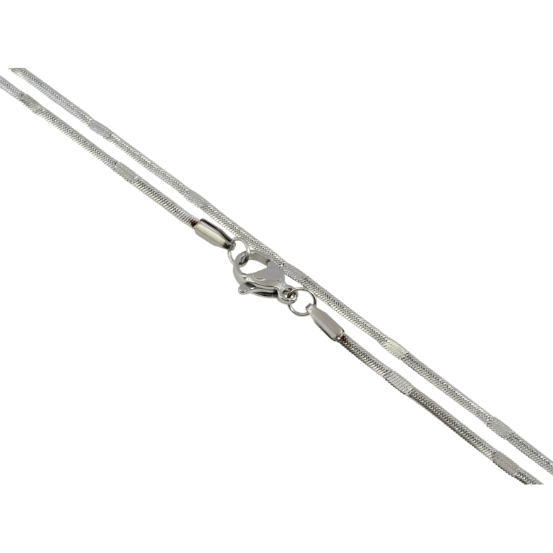 Ланцюжок Xuping ТТМ Stainless Steel колір Родій Плетіння Снейк з прокатками довжина 45см х 2мм фото №14 Ланцюжок Xuping ТТМ Stainless Steel колір Родій Плетіння Снейк з прокатками довжина 45см х 2мм фото №14