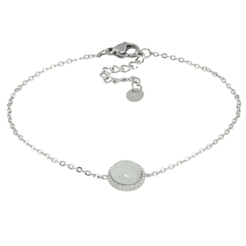 Браслет Xuping ТТМ Stainless Steel колір Родій Ланцюжок з каменем Котяче Око довжина з доп.цеп. 18.5-22см х 1мм фото №2 Браслет Xuping ТТМ Stainless Steel колір Родій Ланцюжок з каменем Котяче Око довжина з доп.цеп. 18.5-22см х 1мм фото №2