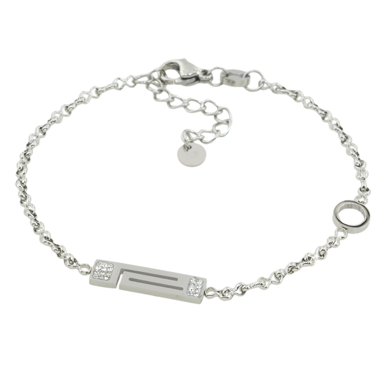 Браслет Xuping ТТМ Stainless Steel колір Родій Ланцюжок із вставками довжина з доп.цеп. 17.5-20.5см х 2мм фото №2 Браслет Xuping ТТМ Stainless Steel колір Родій Ланцюжок із вставками довжина з доп.цеп. 17.5-20.5см х 2мм фото №2