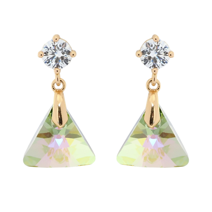 Сережки Xuping колір 18K з кристалами Swarovski пусети Кристальні трикутники Vitrail Light фото №1 Сережки Xuping колір 18K з кристалами Swarovski пусети Кристальні трикутники Vitrail Light фото №1