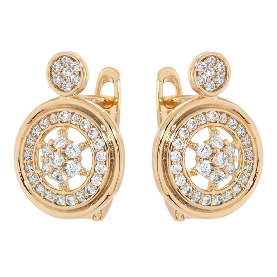 Сережки Xuping Позолота 18K англійський замок Кругі з цирконієм фото №1 Сережки Xuping Позолота 18K англійський замок Кругі з цирконієм фото №1