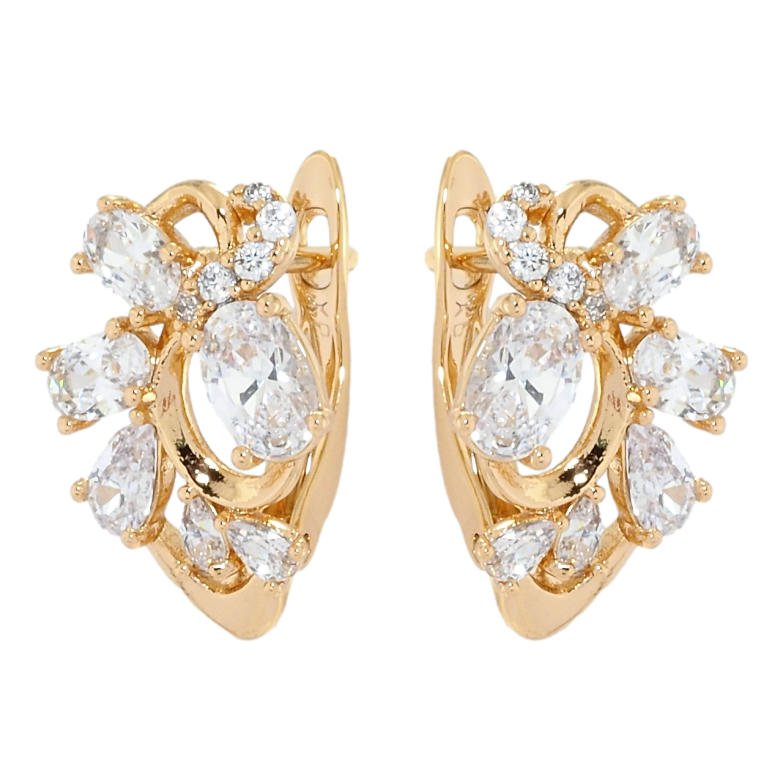 Сережки Xuping Позолота 18K англійський замок Розсип кристалів фото №16 Сережки Xuping Позолота 18K англійський замок Розсип кристалів фото №16