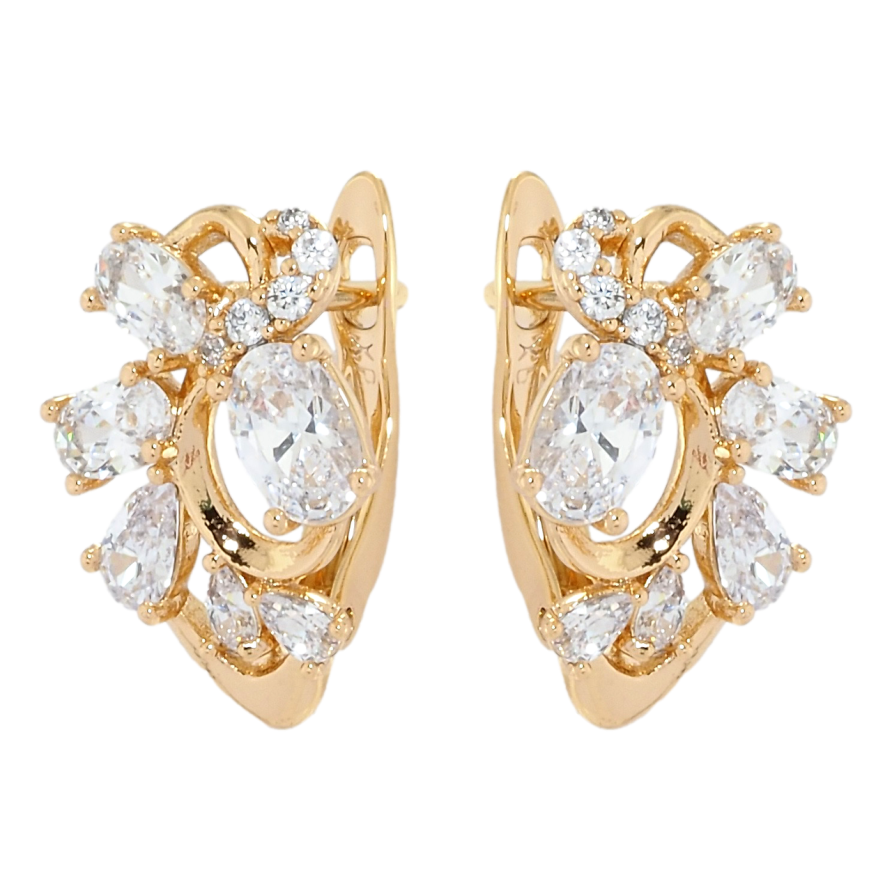 Серьги Xuping Позолота 18K английский замок Россыпь кристаллов фото №1 Серьги Xuping Позолота 18K английский замок Россыпь кристаллов фото №1