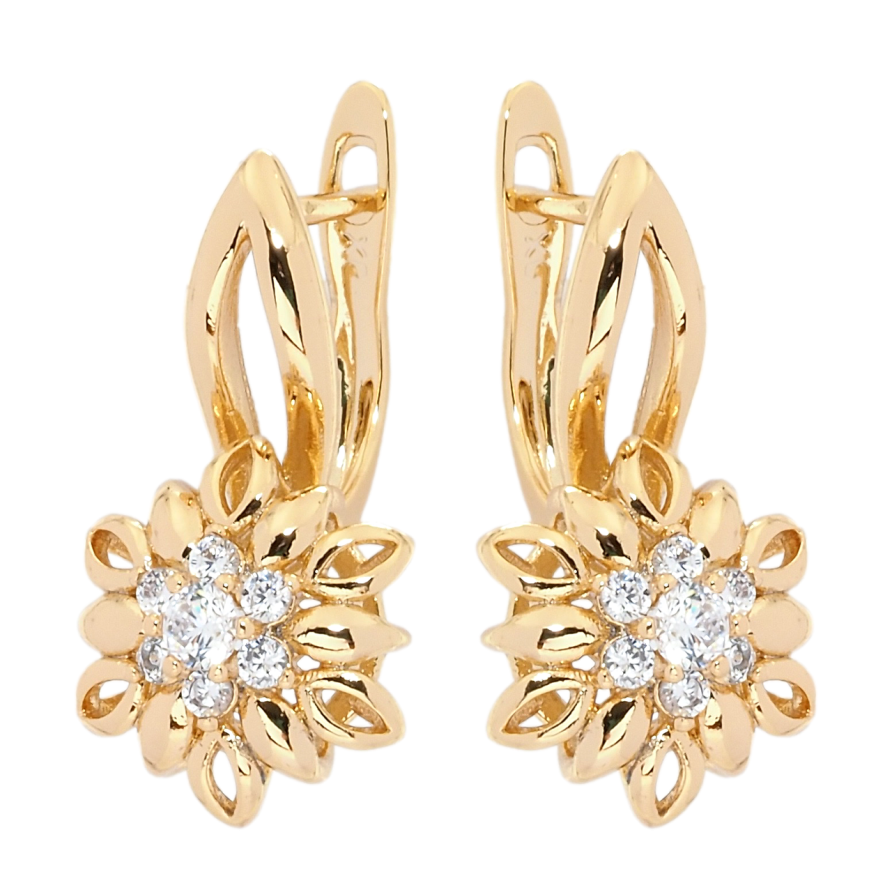 Серьги Xuping Позолота 18K английский замок Цветочки с цирконием фото №1 Серьги Xuping Позолота 18K английский замок Цветочки с цирконием фото №1