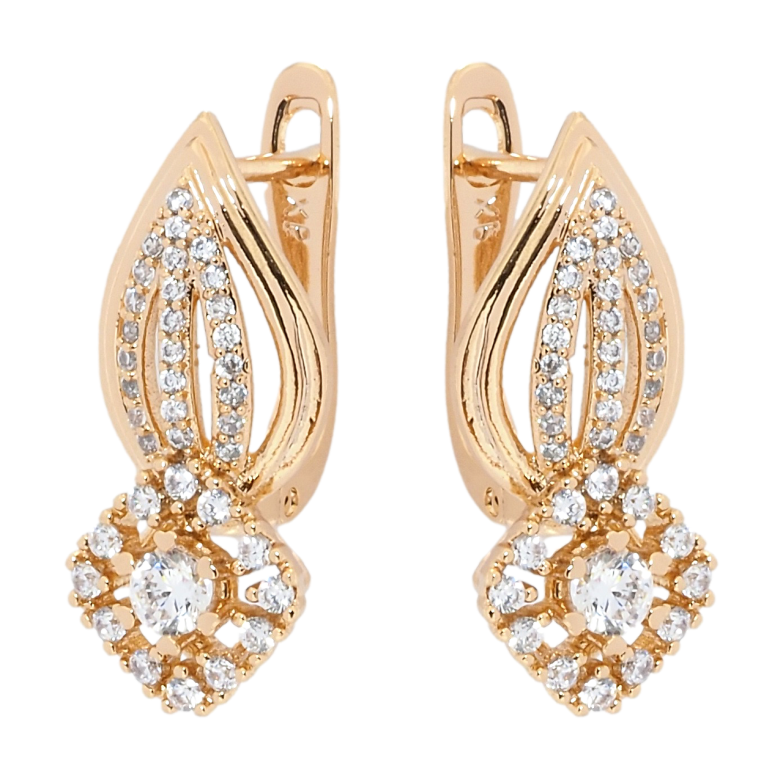 Сережки Xuping Позолота 18K англійський замок Інкрустація цирконієм фото №12 Сережки Xuping Позолота 18K англійський замок Інкрустація цирконієм фото №12