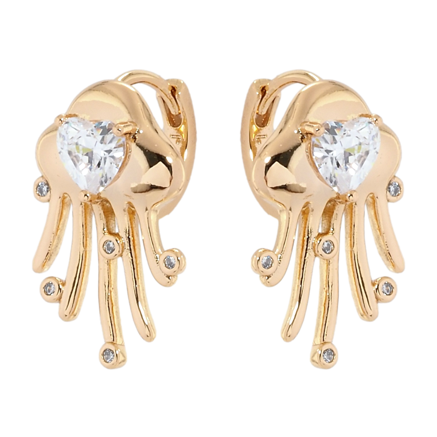 Серьги Xuping Позолота 18K колечки Медузы с цирконием фото №1 Серьги Xuping Позолота 18K колечки Медузы с цирконием фото №1