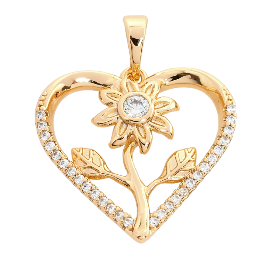 Кулон Xuping Позолота 18K Сердце с цветочком для цепочки до 5мм фото №1 Кулон Xuping Позолота 18K Сердце с цветочком для цепочки до 5мм фото №1
