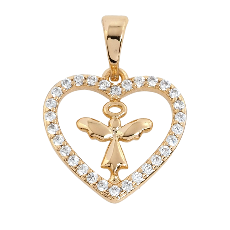 Кулон Xuping Позолота 18K Серце з янголятком для ланцюжка до 5мм фото №2 Кулон Xuping Позолота 18K Серце з янголятком для ланцюжка до 5мм фото №2
