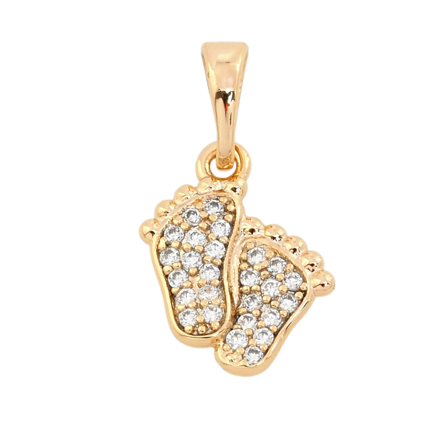 Кулон Xuping Позолота 18K Дитячі ніжки з цирконієм для ланцюжка до 5мм фото №1 Кулон Xuping Позолота 18K Дитячі ніжки з цирконієм для ланцюжка до 5мм фото №1