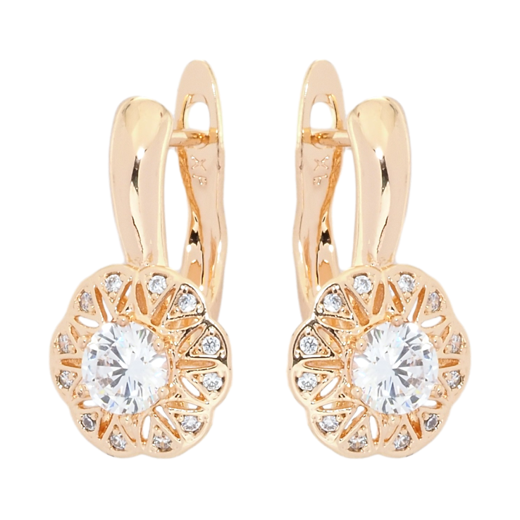 Серьги Xuping M&L Цвет 18K английский замок Цветочки с фианитами фото №8 Серьги Xuping M&L Цвет 18K английский замок Цветочки с фианитами фото №8