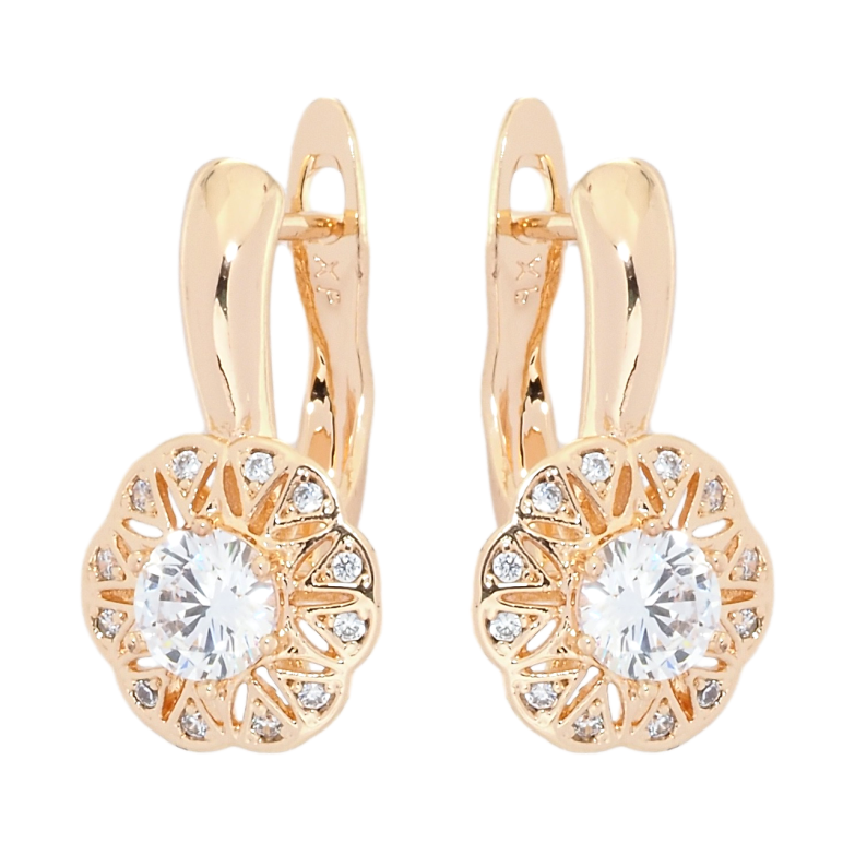 Сережки Xuping M&L Колір 18K англійський замок Квіточки з фіанітами фото №6 Сережки Xuping M&L Колір 18K англійський замок Квіточки з фіанітами фото №6