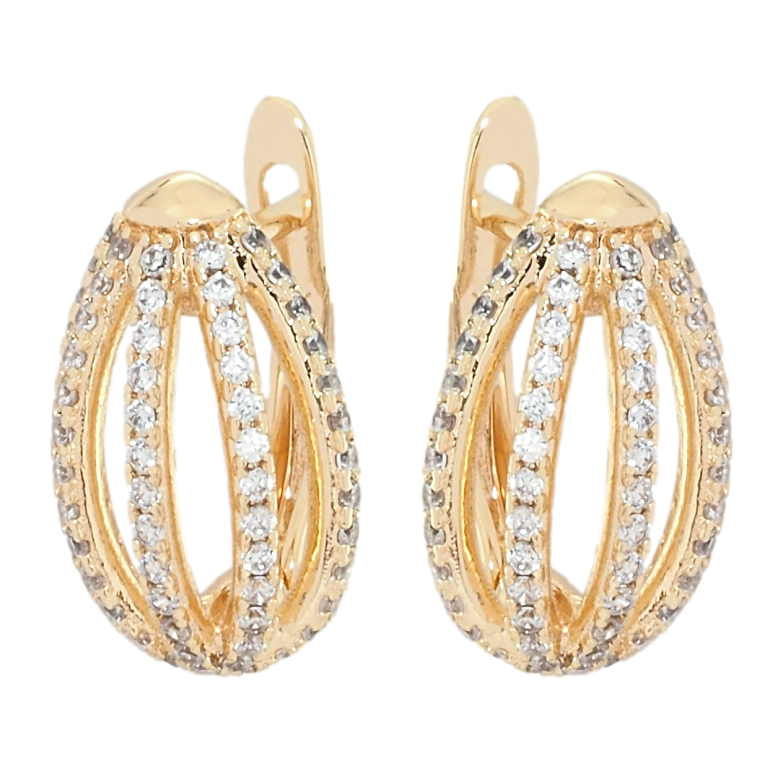 Сережки Xuping M&L Колір 18K англійський замок Овали з доріжок цирконію фото №1