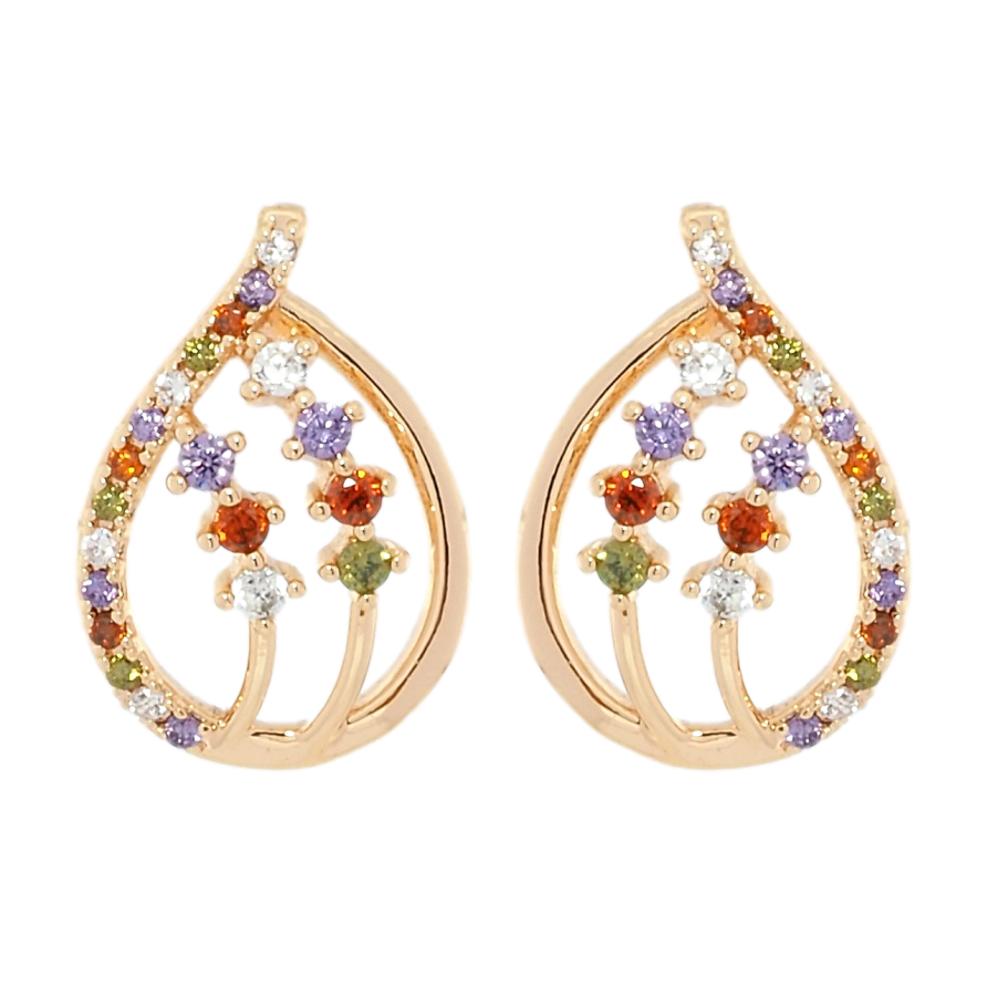 Сережки Xuping M&L Колір 18K пусети Крапельки з кольоровим цирконієм фото №1 Сережки Xuping M&L Колір 18K пусети Крапельки з кольоровим цирконієм фото №1