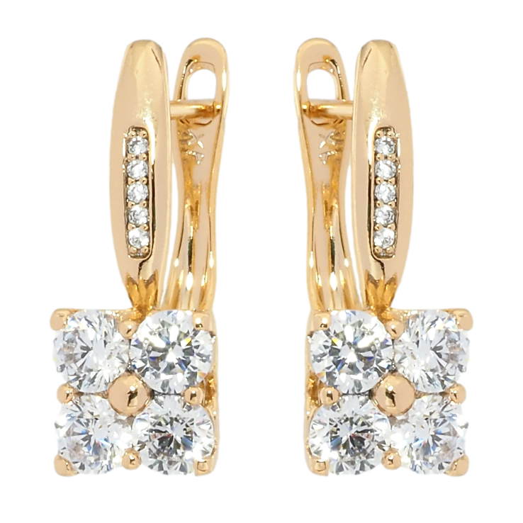 Серьги Xuping Позолота 18K английский замок Кристальные квадраты на дужках фото №23 Серьги Xuping Позолота 18K английский замок Кристальные квадраты на дужках фото №23