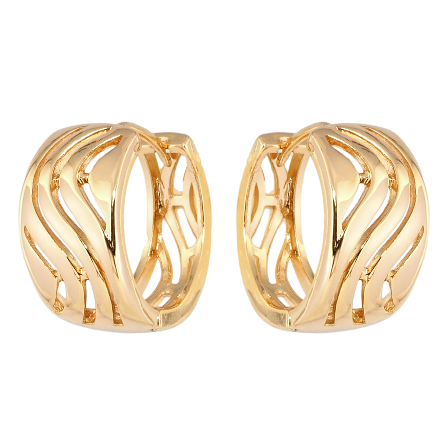 Сережки Xuping Позолота 18K колечка Різьблений орнамент фото №1 Сережки Xuping Позолота 18K колечка Різьблений орнамент фото №1