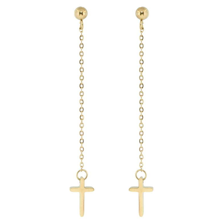 Сережки Xuping TTM Stainless Steel колір 14K пусети Хрестики на ланцюжках фото №13 Сережки Xuping TTM Stainless Steel колір 14K пусети Хрестики на ланцюжках фото №13