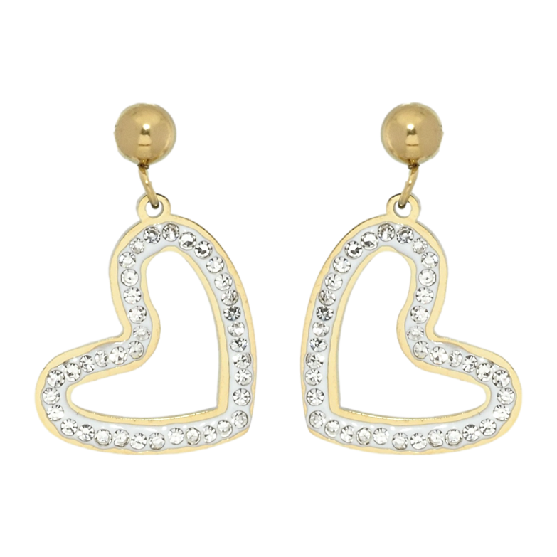 Сережки Xuping TTM Stainless Steel колір 14K пусети Серця з цирконієм фото №3 Сережки Xuping TTM Stainless Steel колір 14K пусети Серця з цирконієм фото №3