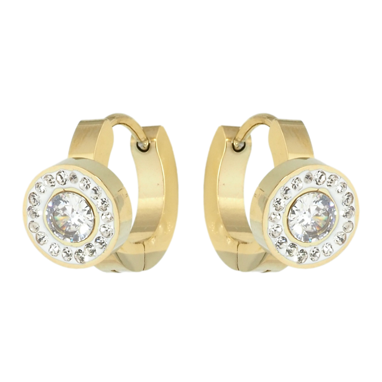 Сережки Xuping TTM Stainless Steel колір 14K колечка Кола з цирконієм фото №1 Сережки Xuping TTM Stainless Steel колір 14K колечка Кола з цирконієм фото №1