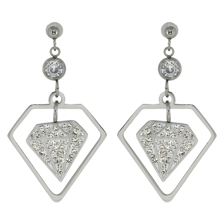 Сережки Xuping TTM Stainless Steel колір Родій пусети Підвіски візерунок кристал фото №17 Сережки Xuping TTM Stainless Steel колір Родій пусети Підвіски візерунок кристал фото №17