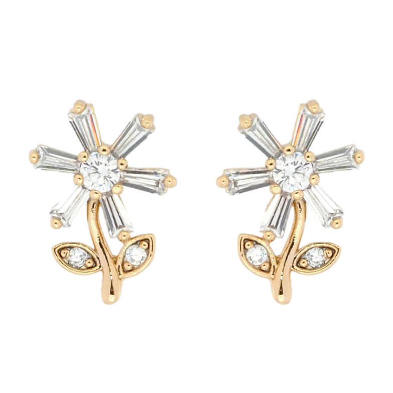 Сережки Xuping Позолота 18K пусети Кришталеві квіточки фото №3 Сережки Xuping Позолота 18K пусети Кришталеві квіточки фото №3