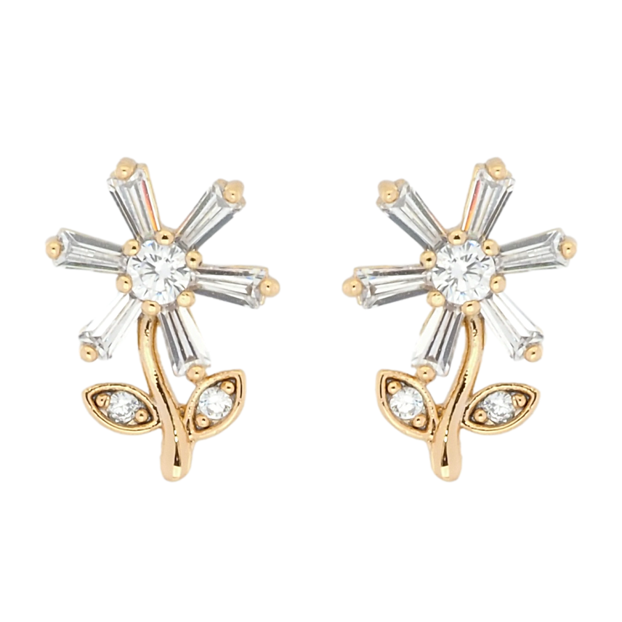Серьги Xuping Позолота 18K пусеты Кристальные цветочки фото №1 Серьги Xuping Позолота 18K пусеты Кристальные цветочки фото №1