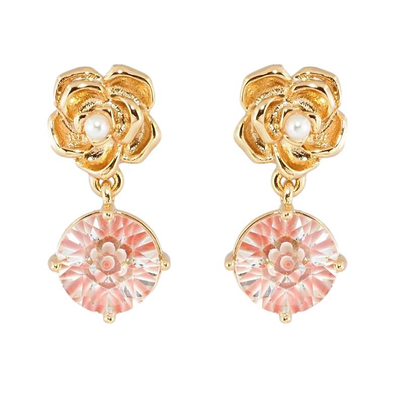 Сережки Xuping Позолота 18K пусети Квіточки з декоративним рожевим фіанітом фото №3 Сережки Xuping Позолота 18K пусети Квіточки з декоративним рожевим фіанітом фото №3