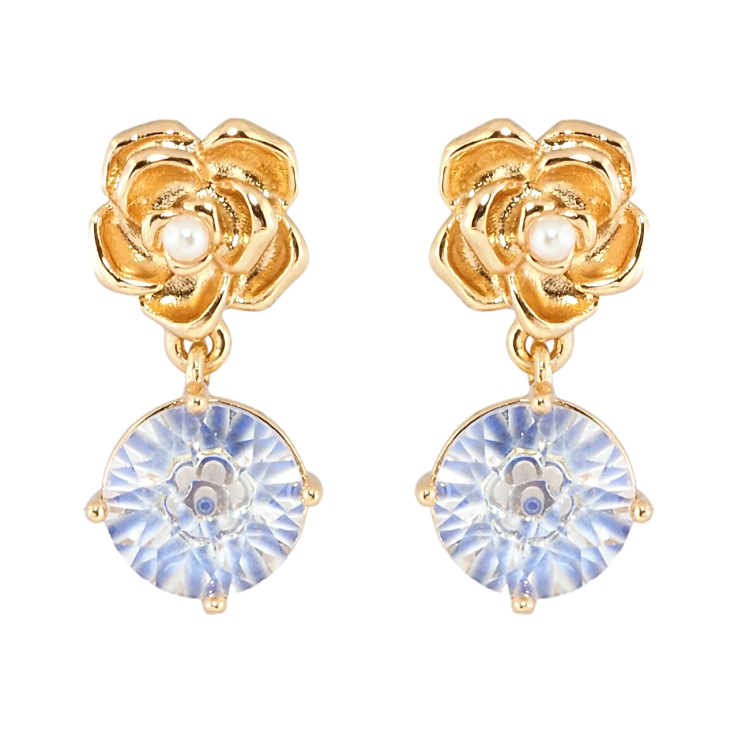 Серьги Xuping Позолота 18K пусеты Цветочки с декоративным синими фианитом фото №8 Серьги Xuping Позолота 18K пусеты Цветочки с декоративным синими фианитом фото №8