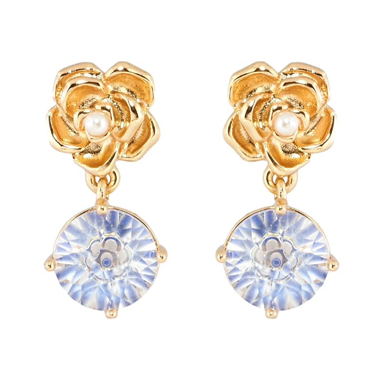 Сережки Xuping Позолота 18K пусети Квіточки з декоративним синіми фіанітом фото №3 Сережки Xuping Позолота 18K пусети Квіточки з декоративним синіми фіанітом фото №3