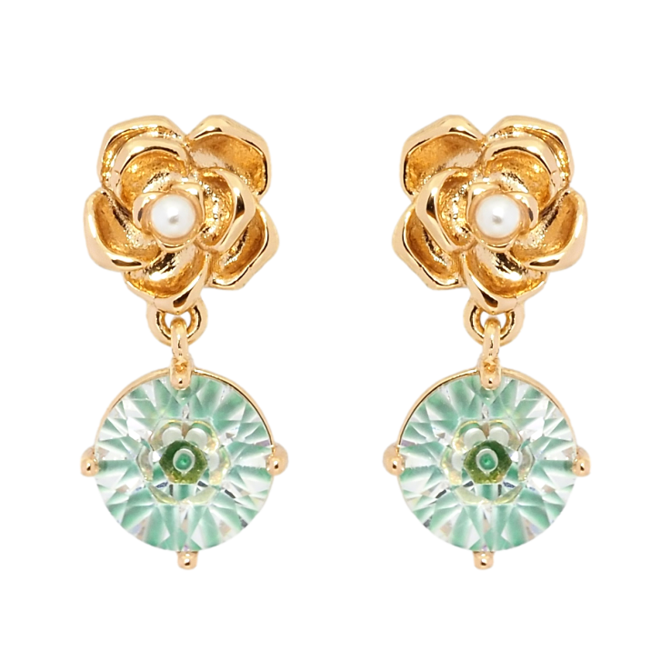 Серьги Xuping Позолота 18K пусеты Цветочки с декоративным зеленым фианитом фото №11 Серьги Xuping Позолота 18K пусеты Цветочки с декоративным зеленым фианитом фото №11