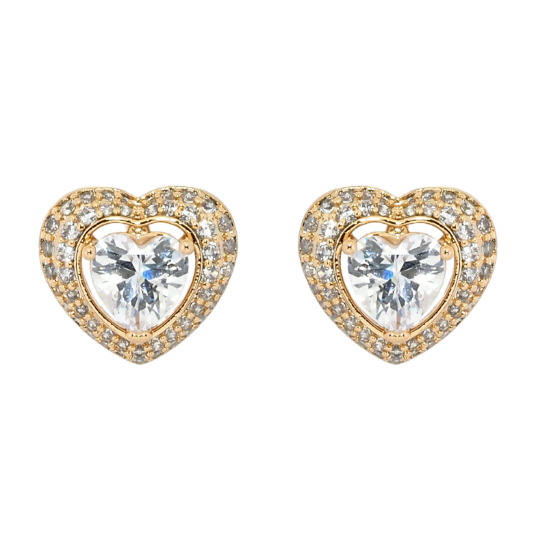 Сережки Xuping Позолота 18K пусети Серця з цирконієм фото №2 Сережки Xuping Позолота 18K пусети Серця з цирконієм фото №2